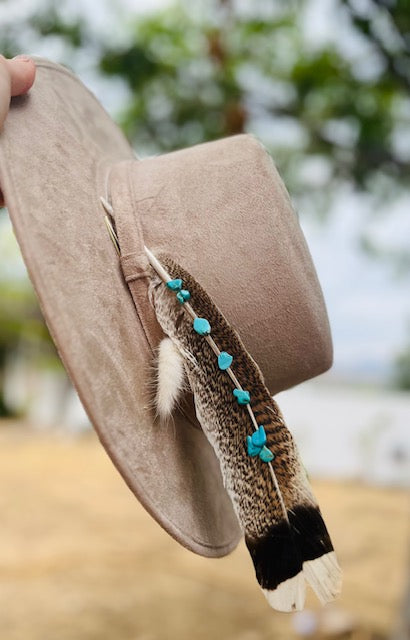 Turkey Feather with turquoise stones